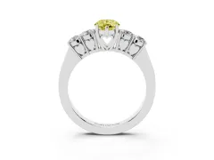 Fancy Yellow Pear Cut Diamond Five-Stone Prong Set Band Ring Set in Silver with Polished Band
