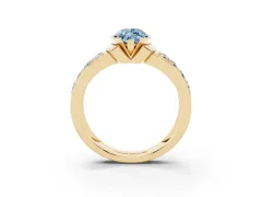 Fancy Blue Marquise Cut Diamond Wide Channel Set Band Ring Set in Yellow gold with Bezel Setting