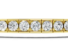 Round Diamond Channel-Set Tennis Bracelet Set in Yellow gold with Box Clasp