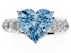 Fancy Blue Heart Cut Diamond Pavé Engagement Ring Set in Silver with Prong Setting