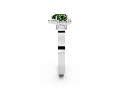 Fancy Green Heart Cut Diamond Halo Ring Set in White gold with Twist Band and Pavé Accents