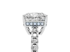 Radiant Cut Diamond Solitaire Engagement Ring Set in Silver with Pavé Band and Prong Setting
