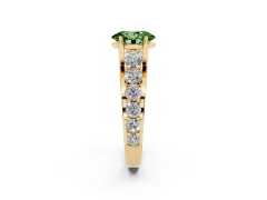 Fancy Green Oval Cut Diamond Pavé Engagement Ring Set in Yellow gold with Prong Setting