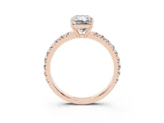 Radiant Cut Diamond Pavé Solitaire Engagement Ring Set in Rose gold with Prong Setting