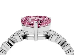 Fancy Pink Heart Cut Diamond Ring Set in White gold with Scattered Round Accents
