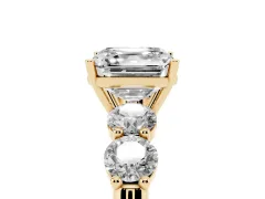 Asscher Cut Diamond Five-Stone Prong Set Ring Set in Yellow gold with Classic Band