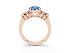 Fancy Blue Round Cut Diamond Five-Stone Prong Set Band Ring Set in Rose gold with Polished Band