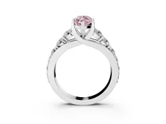 Fancy Pink Marquise Cut Diamond Pavé Engagement Ring Set in Silver with Prong Setting