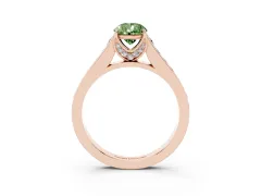 Fancy Green Pear Cut Diamond Solitaire Pavé Engagement Ring Set in Rose gold with Prong Setting