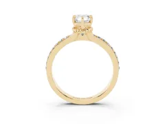 Pear Cut Diamond Solitaire Ring Set in Yellow gold with Channel Set Band and Prong Setting