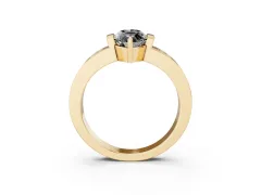 Fancy Black Marquise Cut Diamond Channel-Set Band Ring Set in Yellow gold with Bezel Prong Setting