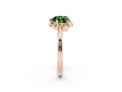 Fancy Green Heart Cut Diamond Round Cluster Halo Ring Set in Rose gold with Solitaire Band and Prong Setting