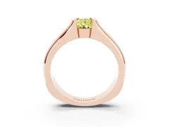 Fancy Yellow Pear Cut Diamond Bezel Solitaire Ring Set in Rose gold with Wide Band
