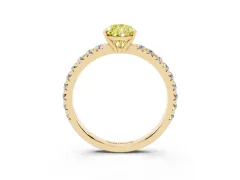 Fancy Yellow Pear Cut Diamond Pavé Solitaire Engagement Ring Set in Yellow gold with Prong Setting
