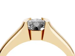 Fancy Black Pear Cut Diamond Bezel Solitaire Ring Set in Yellow gold with Wide Band
