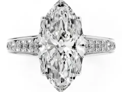 Marquise Cut Diamond Solitaire Pavé Engagement Ring Set in White gold with Prong Setting