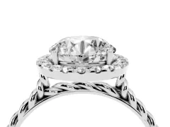 Round Cut Diamond Halo Ring Set in Platinum with Plain Twisted Band