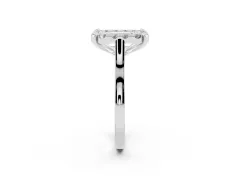 Emerald Cut Diamond Cluster Halo Solitaire Ring Set in Silver with Prong Setting