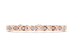 Round Diamond Tennis Bracelet Set in Rose gold with X-Link Band and Prong Setting