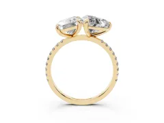 Emerald and Heart Toi Moi Ring Set in Yellow gold with Prong Setting and Pavé Band