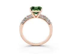 Fancy Green Asscher Cut Diamond Pavé Band Solitaire Ring Set in Rose gold with Close-Set Accent Stones and Prong Setting