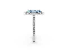Fancy Blue Marquise Cut Diamond Pavé Halo Ring Set in Platinum with Prong Setting