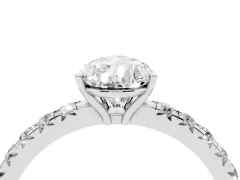 Pear Cut Diamond Pavé Solitaire Engagement Ring Set in Silver with Prong Setting