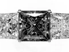 Fancy Black Princess Cut Diamond Three-Stone Ring Set in Silver with Textured Band
