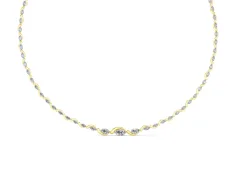Marquise Diamond Riviera Necklace Set in Yellow gold with Flowing Stone Pattern