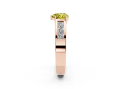 Fancy Yellow Heart Cut Diamond Solitaire Ring Set in Rose gold with Channel-Set Accent Stones and Prong Setting