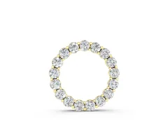 Round Diamond Circle Pendant Set in Yellow gold with Prong-Set Stone Ring
