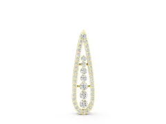 Teardrop Pavé Round Diamond Pendant Set in Yellow gold with Elongated Prong-Set Frame