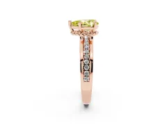 Fancy Yellow Pear Cut Diamond Solitaire Ring Set in Rose gold with Channel Set Band and Prong Setting