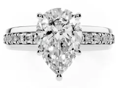 Pear Cut Diamond Solitaire Ring Set in Platinum with Channel Set Band and Prong Setting