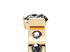 Fancy Black Heart Cut Diamond Channel-Set Band Ring Set in Yellow gold with Bezel Prong Setting