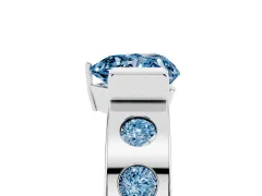 Fancy Blue Heart Cut Diamond Channel-Set Band Ring Set in White gold with Bezel Prong Setting