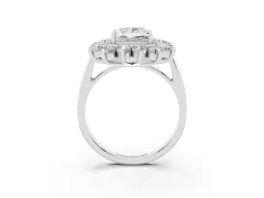 Princess Cut Diamond Floral Double Halo Ring Set in White gold with Round Petals