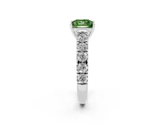 Fancy Green Princess Cut Diamond Solitaire Ring Set in Platinum with Cut-Down Micro Pavé Band and Prong Setting