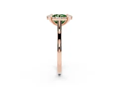 Fancy Green Round Cut Diamond Cluster Halo Solitaire Ring Set in Rose gold with Prong Setting