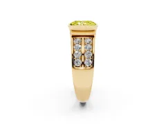 Fancy Yellow Radiant Cut Diamond Wide Channel Set Band Ring Set in Yellow gold with Bezel Setting