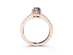 Fancy Black Marquise Cut Diamond Solitaire Engagement Ring Set in Rose gold with Pavé Band and Prong Setting