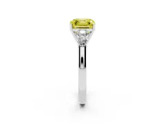 Fancy Yellow Asscher Cut Diamond Five-Stone Prong Set Band Ring Set in Silver with Polished Band