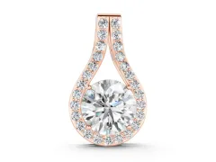 Round Halo Pendant Set in Rose gold with Prong-Set Center Stone
