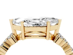 Marquise Cut Diamond Ring Set in Yellow gold with Scattered Round Accents