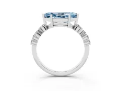 Fancy Blue Marquise Cut Diamond Ring Set in Platinum with Scattered Round Accents