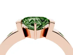 Fancy Green Heart Cut Diamond Channel-Set Band Ring Set in Rose gold with Bezel Prong Setting
