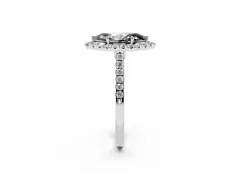 Fancy Black Marquise Cut Diamond Halo Pavé Engagement Ring Set in Silver with Prong Setting