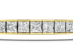 Princess Cut Diamond Channel-Set Tennis Bracelet Set in Yellow gold