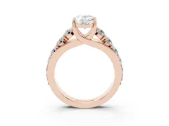 Oval Cut Diamond Pavé Engagement Ring Set in Rose gold with Prong Setting