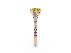 Fancy Yellow Heart Cut Diamond Solitaire Ring Set in Rose gold with Brilliant Pavé Band and Prong Setting